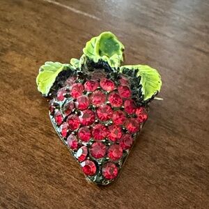 Pell Vintage Strawberry Brooch with Red Crystals